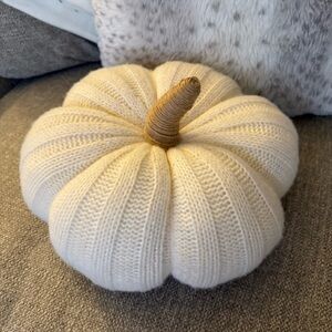 Hobby Lobby Cream Sweater Knit Stuffed Pumpkin Pillow‎